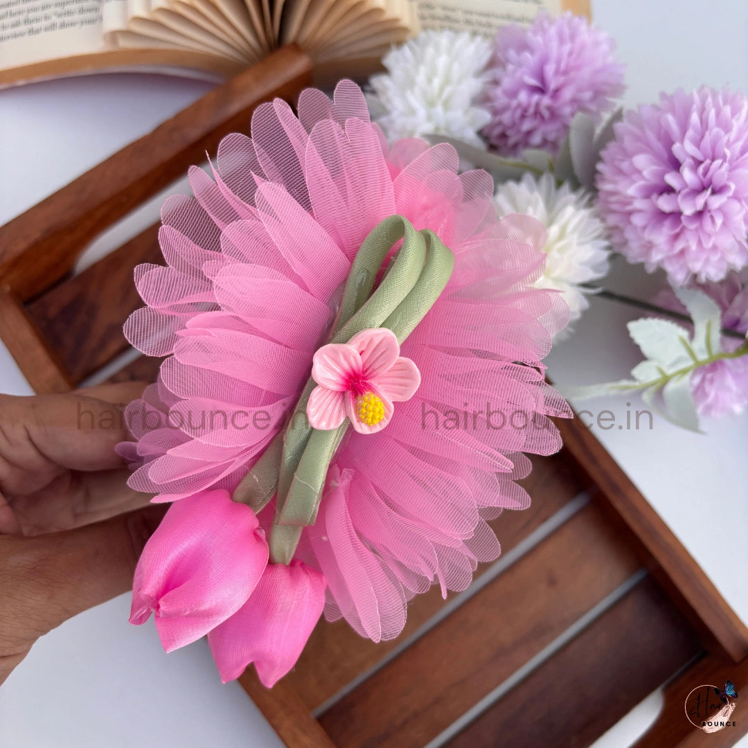 Bloom Tulip Mesh Floral Headband for Girls – Premium Kids Hair Band