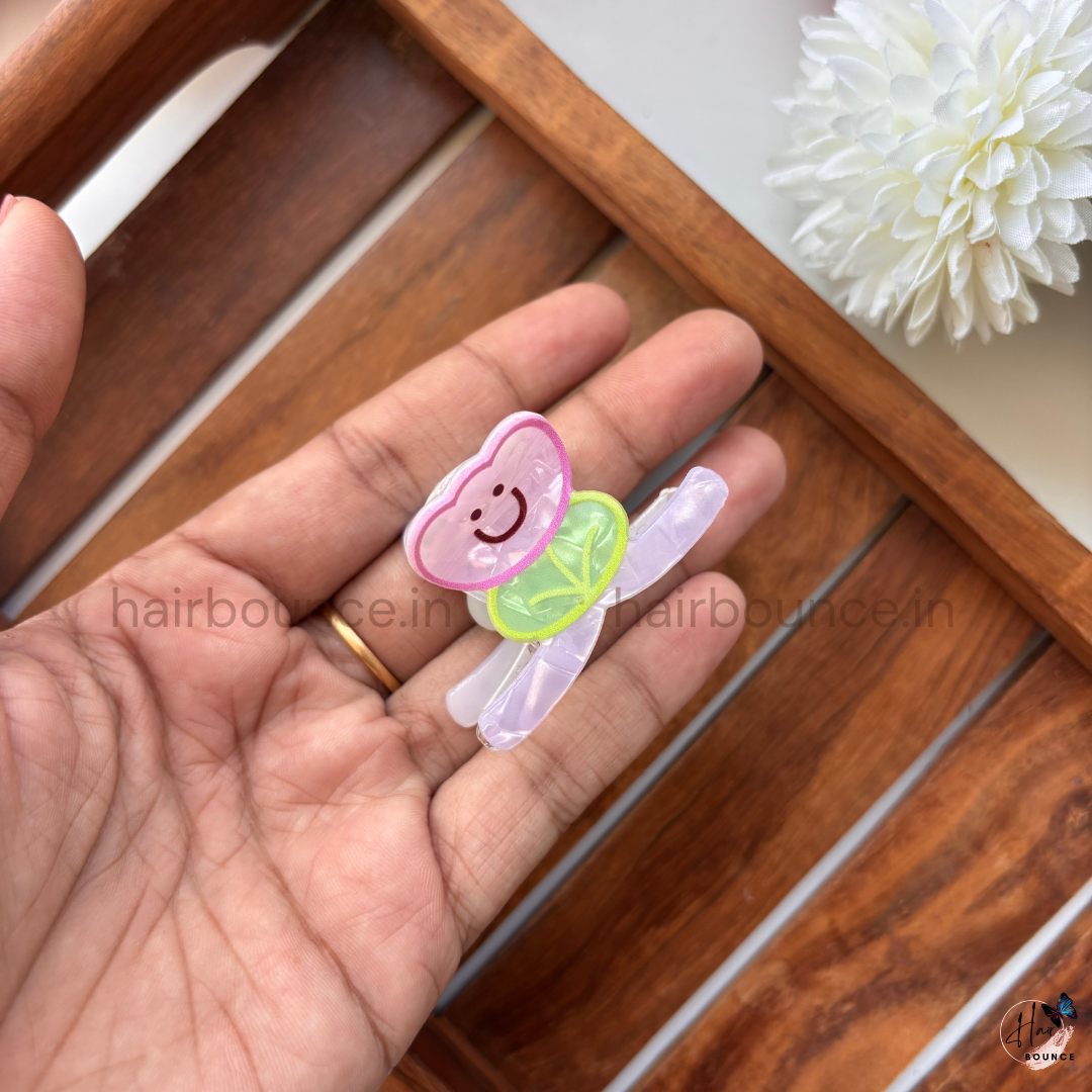 Dreamy Pastel Smiley Cartoon Hair Claw – Small