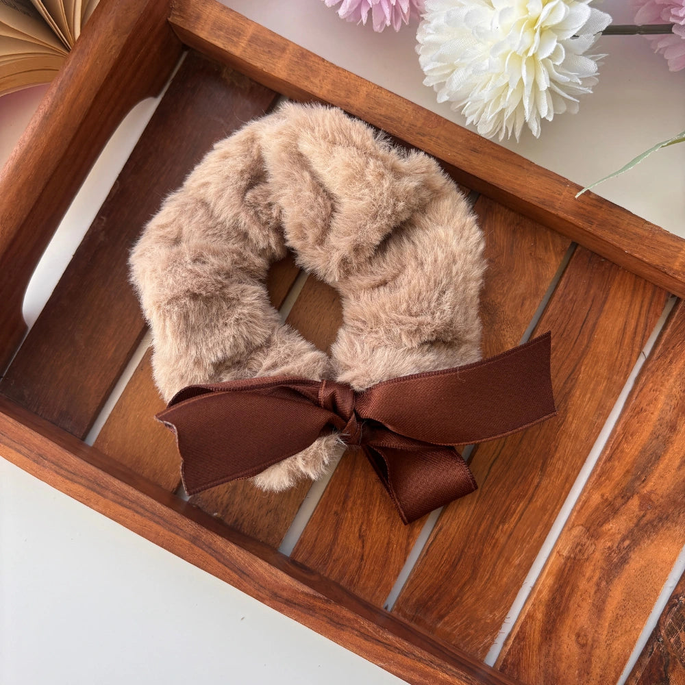 Fluffy Bow Plush Scrunchie