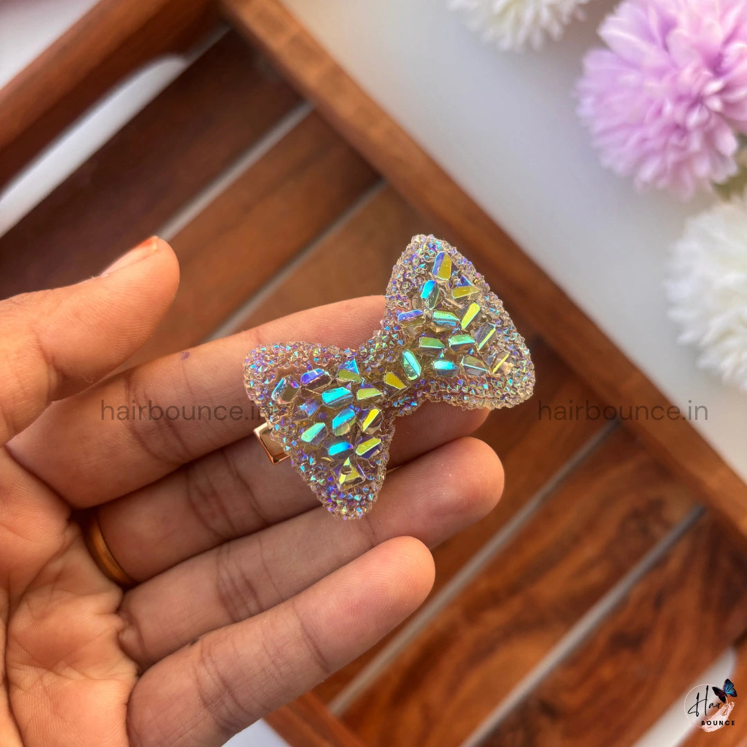 Holographic Sparkle Bow Hair Clip