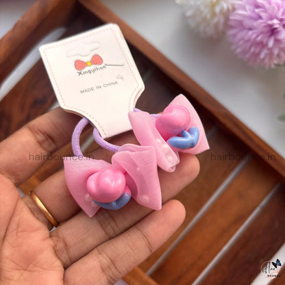 Pastel Bow Rubber Bands with Cute Charms