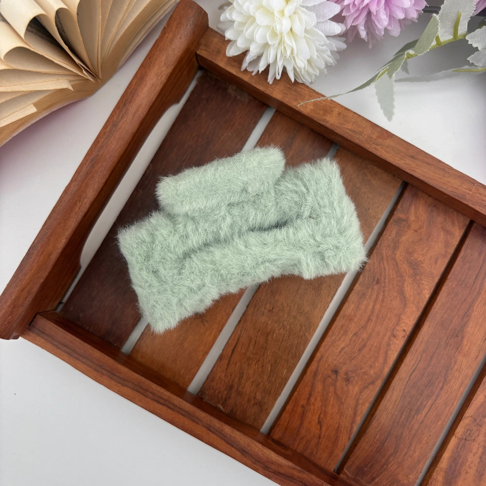 Furry Rectangle Hair Claw - Large