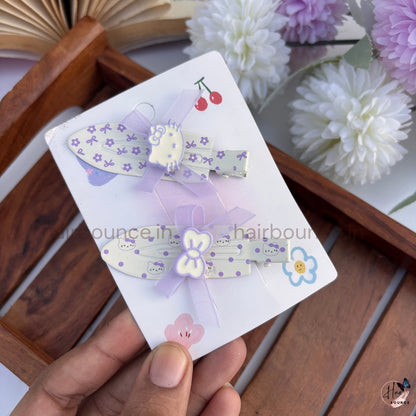 Lavender Kitty Bow Alligator Hair Clips – Pack of 2