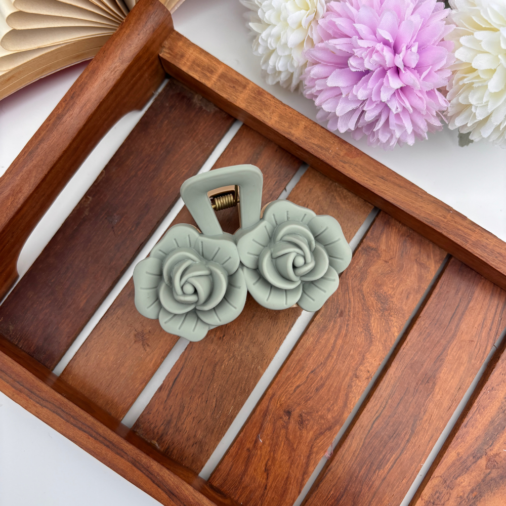 Dual Colour Twin Rose Hair Claw - Large