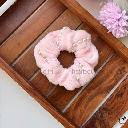 Luxury Pearl Fur Scrunchie