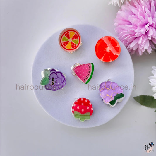 Cute Fruit Cartoon Mini Hair Clips Set - Pack of 6