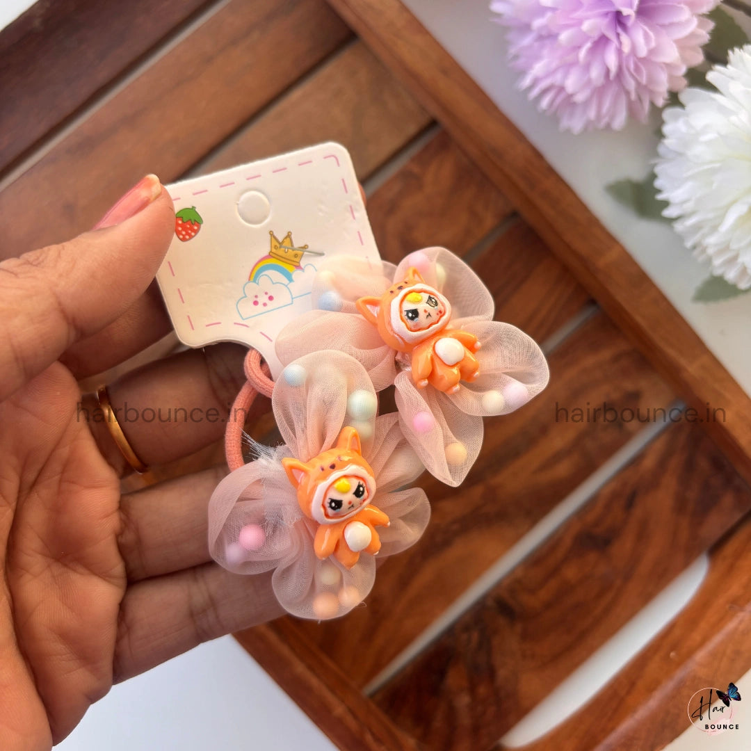 Pom-Pom Teddy Organza Hair Rubber Bands