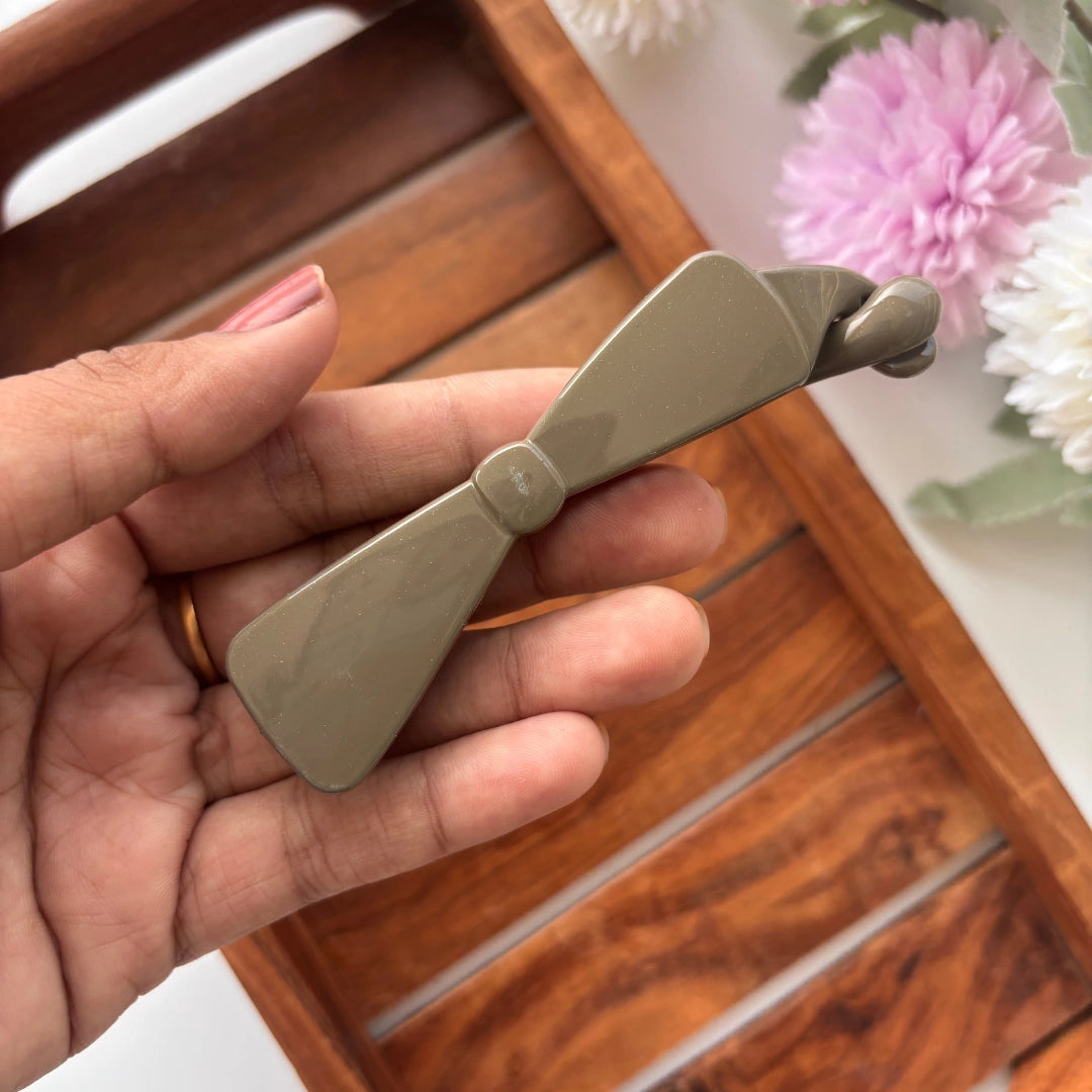Glossy Earth Tone Bow Banana Clip - Medium