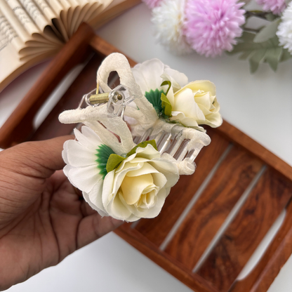 Velvet Bloom Flower Hair Claw - Medium