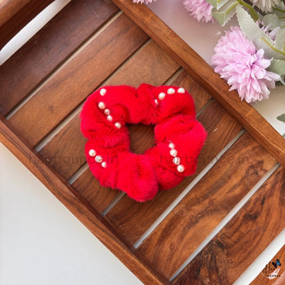 Luxury Pearl Fur Scrunchie