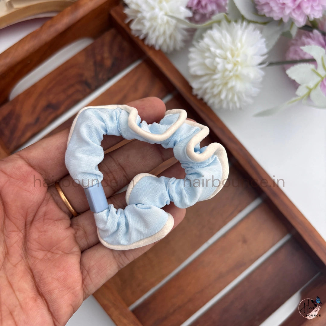 Pastel Ruffle Edge Fabric Hair Scrunchies for Women & Girls
