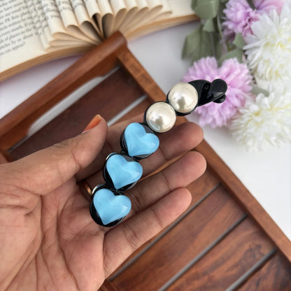 Pearl Heart Banana Clips