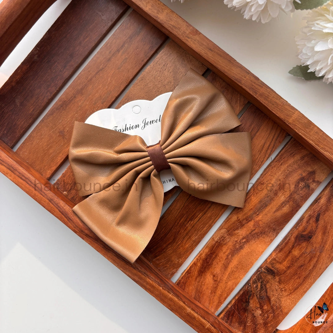 Leather Bow Hair Clip