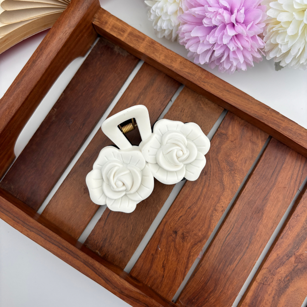Dual Colour Twin Rose Hair Claw - Large