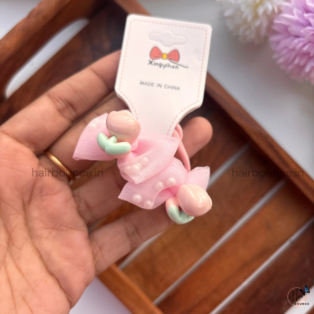 Pastel Bow Rubber Bands with Cute Charms