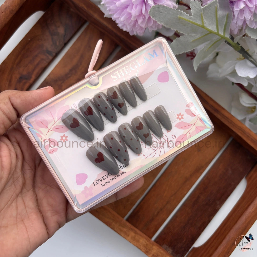 Sweetheart Press-On Nail Set – Reusable Fake Nails (12 Colours)