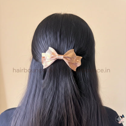 Royal Luxe Layered Metallic Bow Hair Clip – Statement Glam Collection