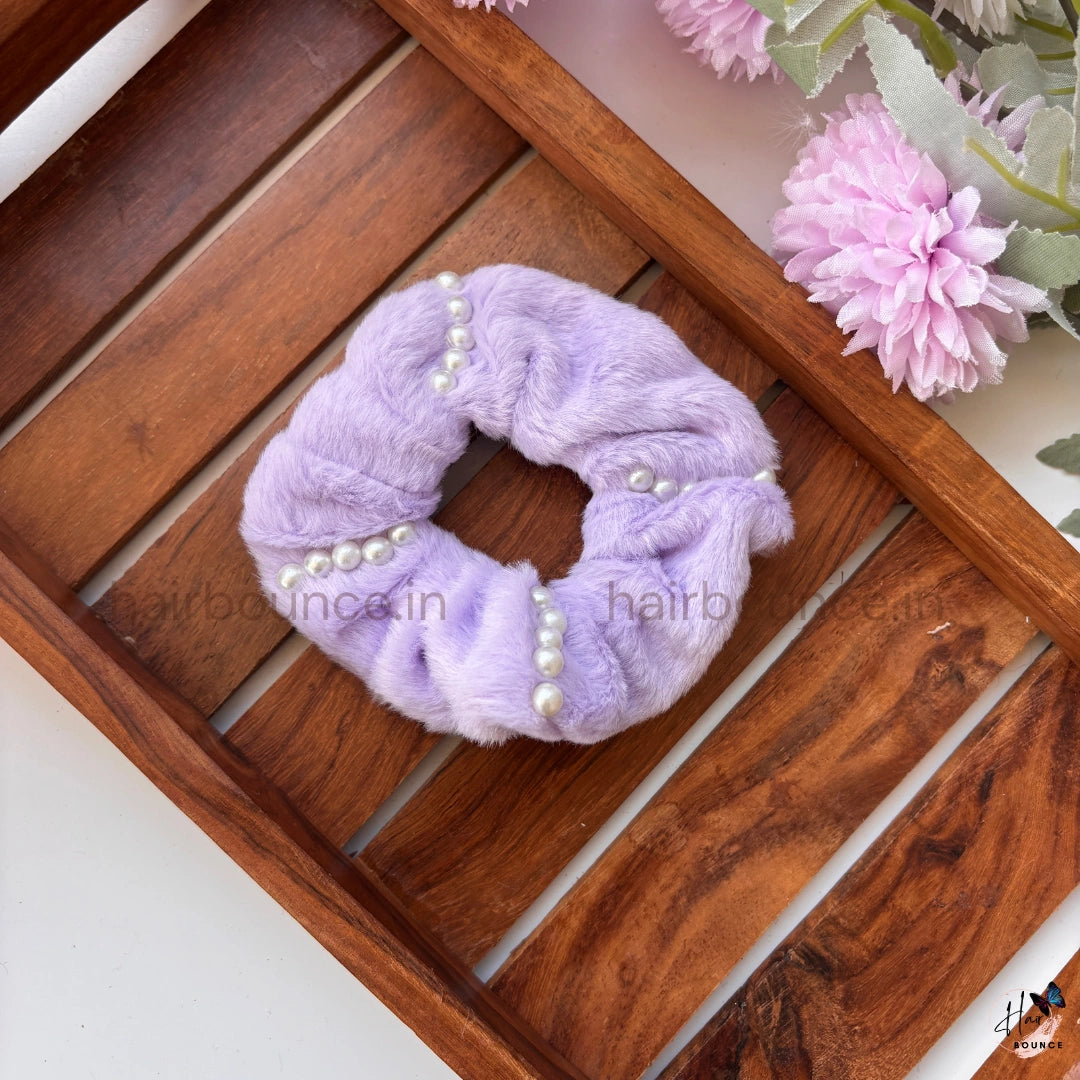 Luxury Pearl Fur Scrunchie