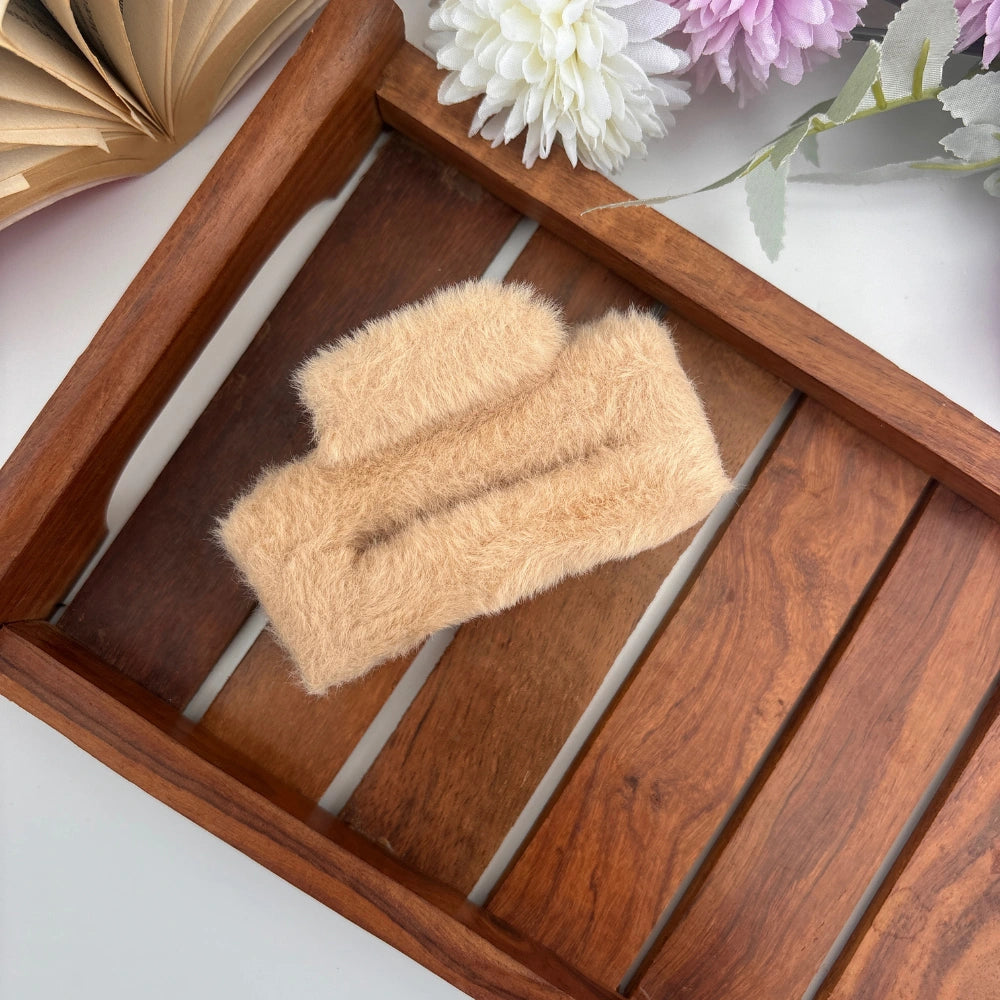 Furry Rectangle Hair Claw - Large