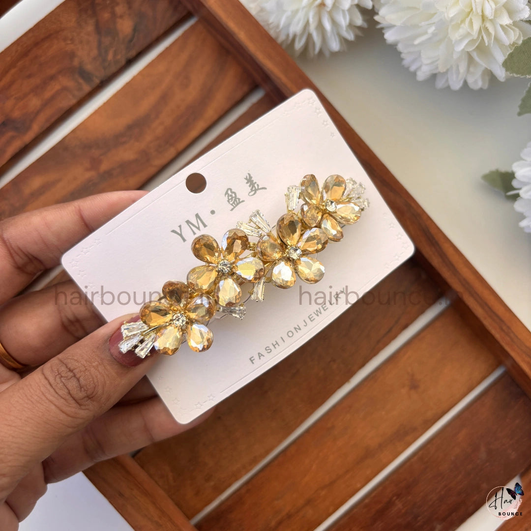 Emerald Luxe Crystal Bloom Center Clip