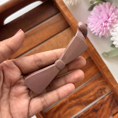 Glossy Earth Tone Bow Banana Clip - Medium