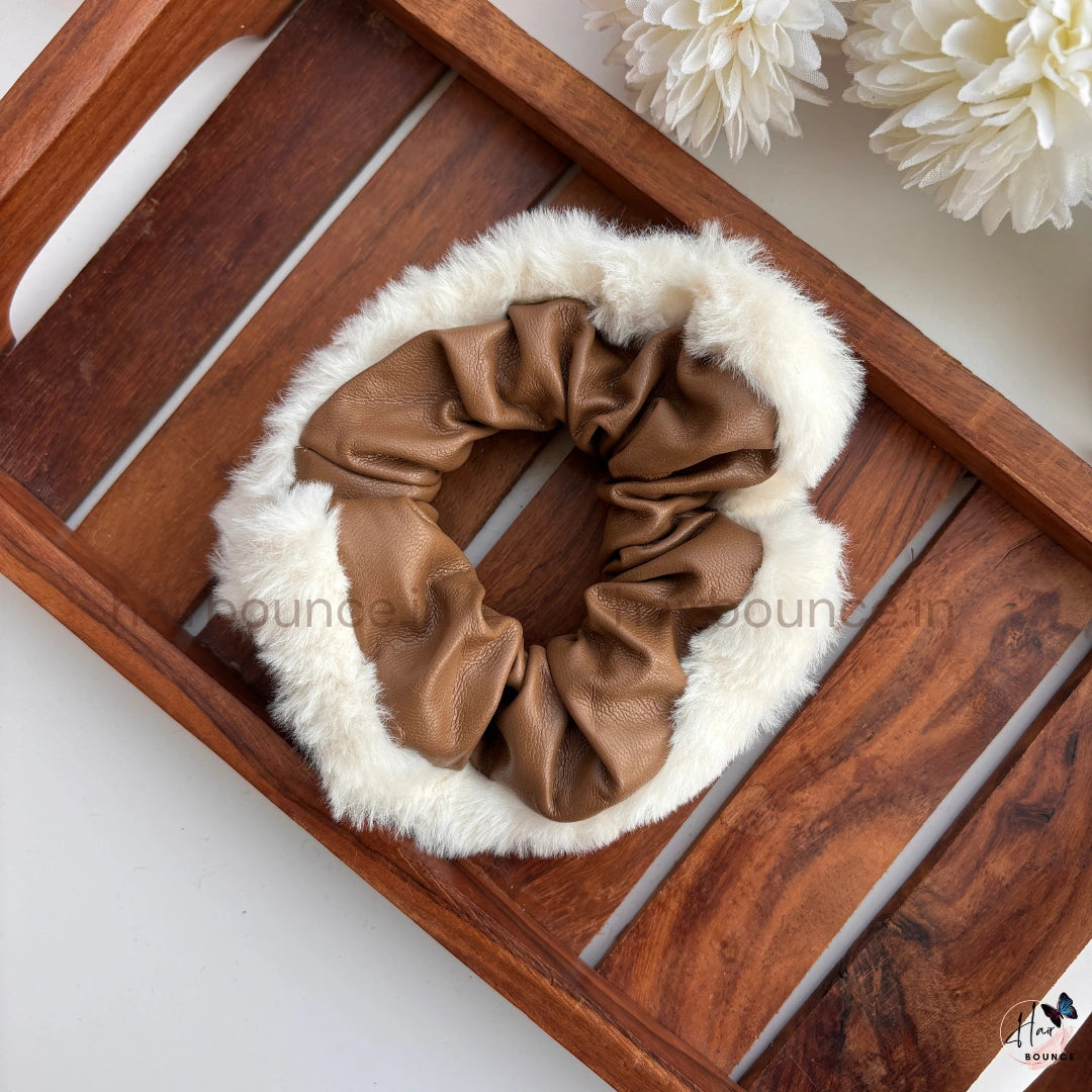 Winter Luxe Faux Fur Scrunchie with Textured Fabric