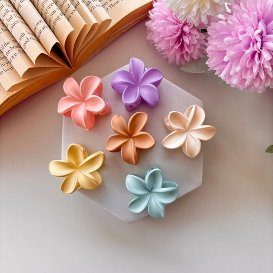 Soft Matte Plumeria Flower Hair Claw – Small