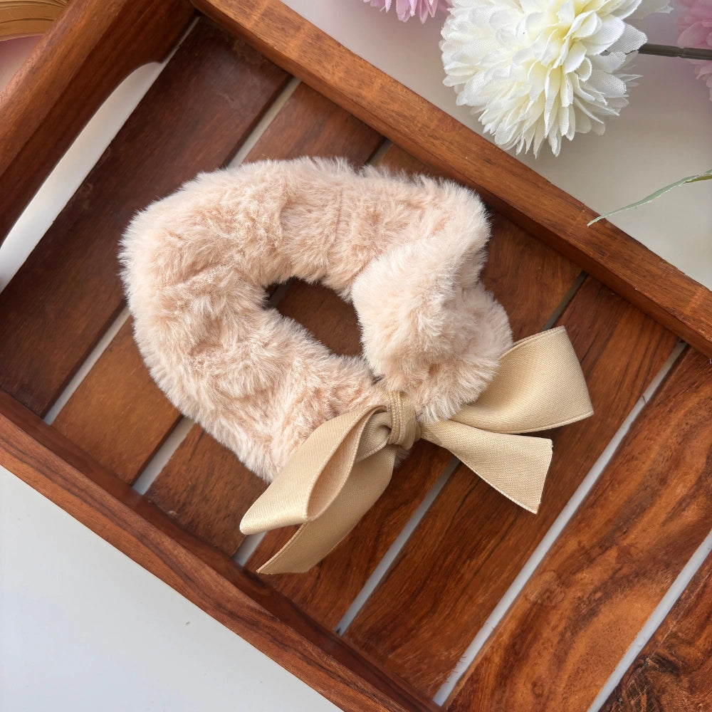 Fluffy Bow Plush Scrunchie