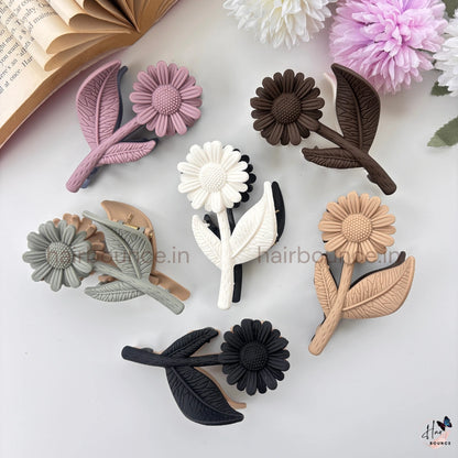 Dual-Colour Sunflower Stem Hair Claw – Large