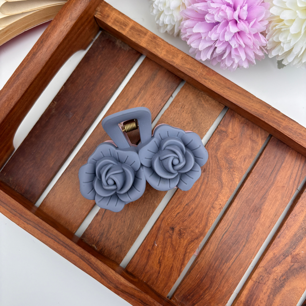 Dual Colour Twin Rose Hair Claw - Large