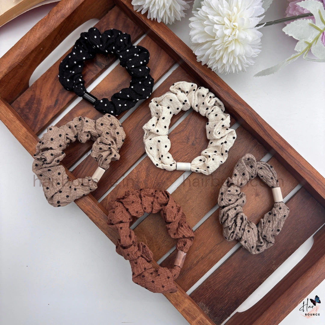 Polka Dot Fabric Hair Scrunchies for Women & Girls