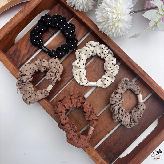 Polka Dot Fabric Hair Scrunchies for Women & Girls