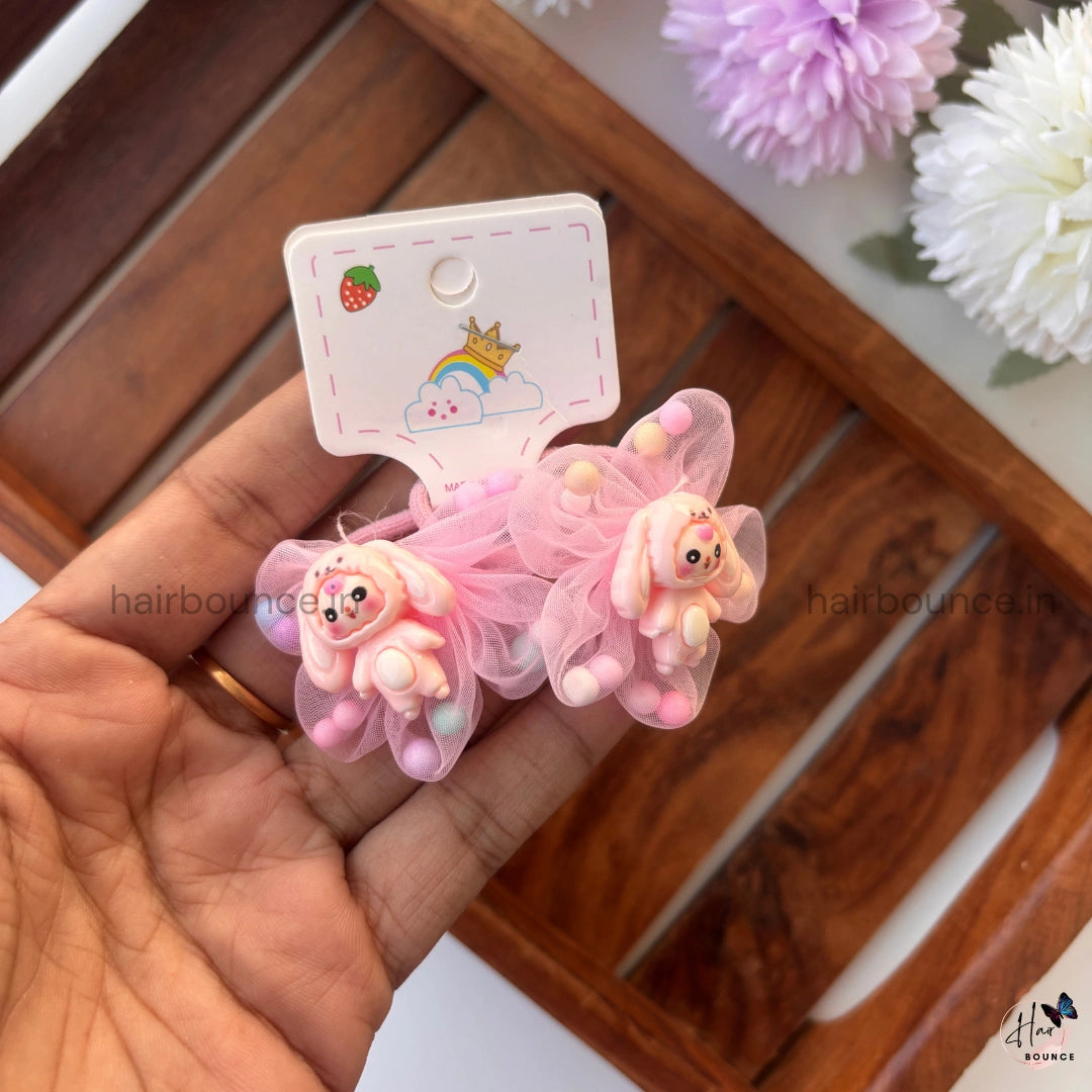 Pom-Pom Teddy Organza Hair Rubber Bands