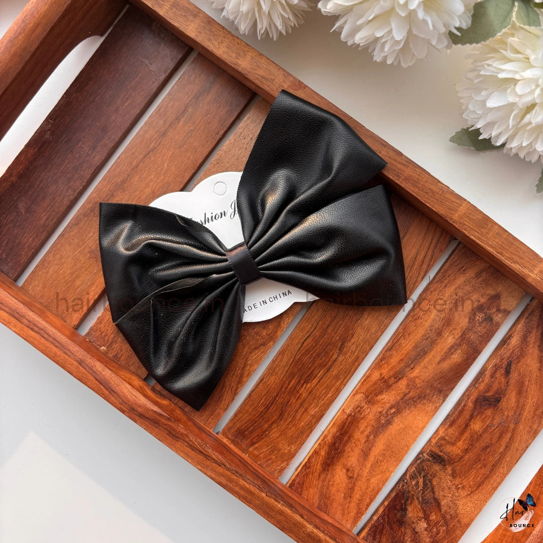 Leather Bow Hair Clip