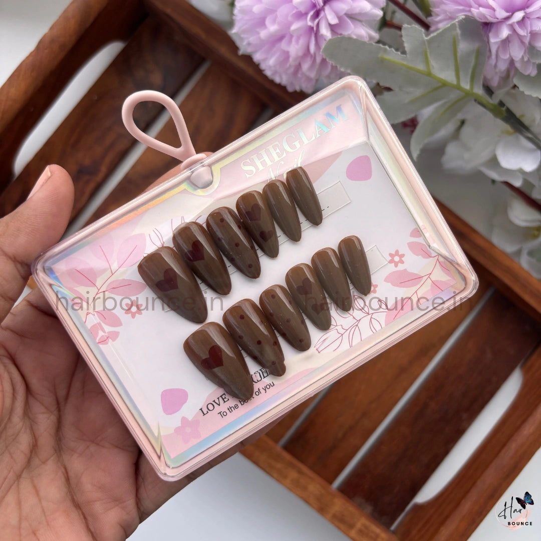 Sweetheart Press-On Nail Set – Reusable Fake Nails (12 Colours)