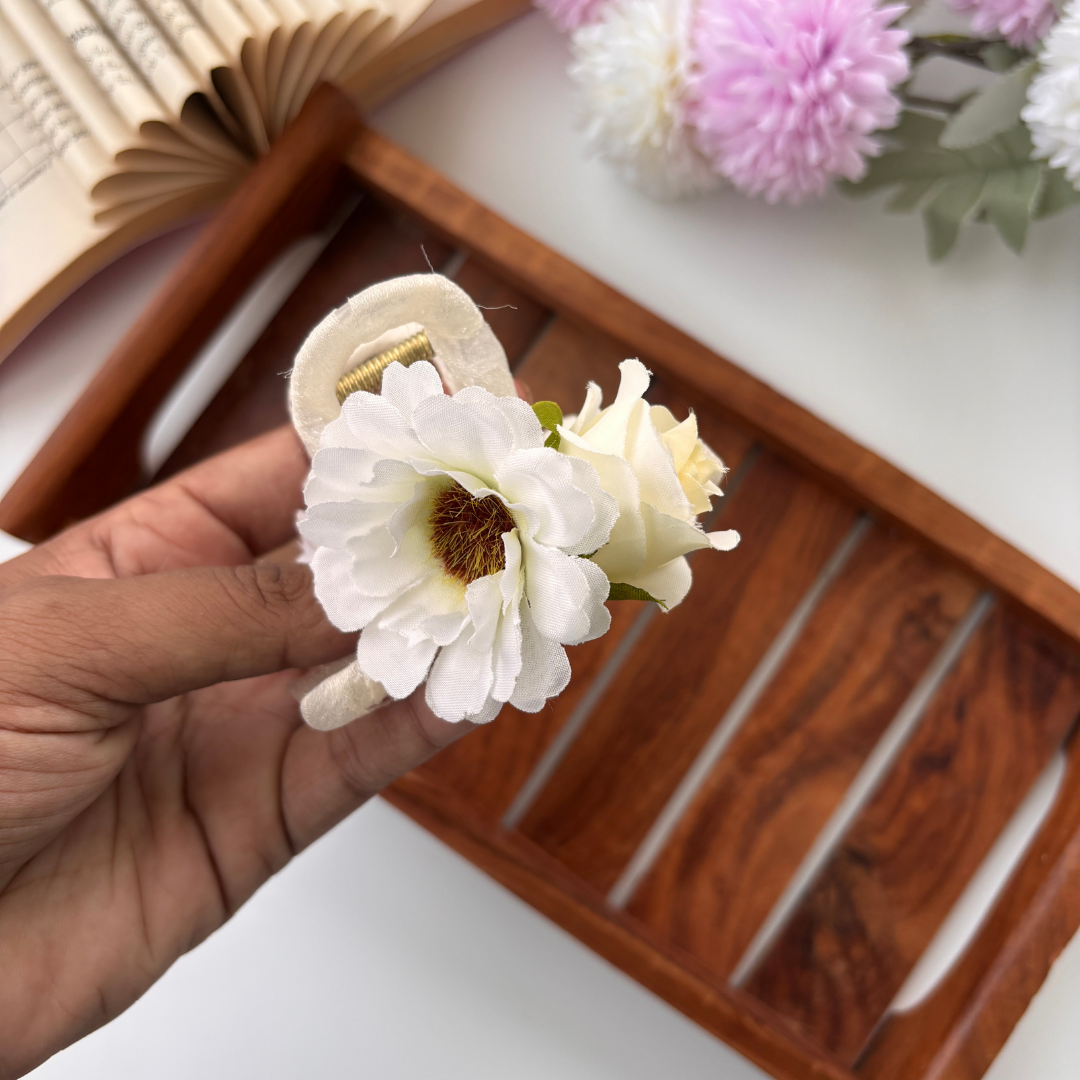 Velvet Bloom Flower Hair Claw - Medium