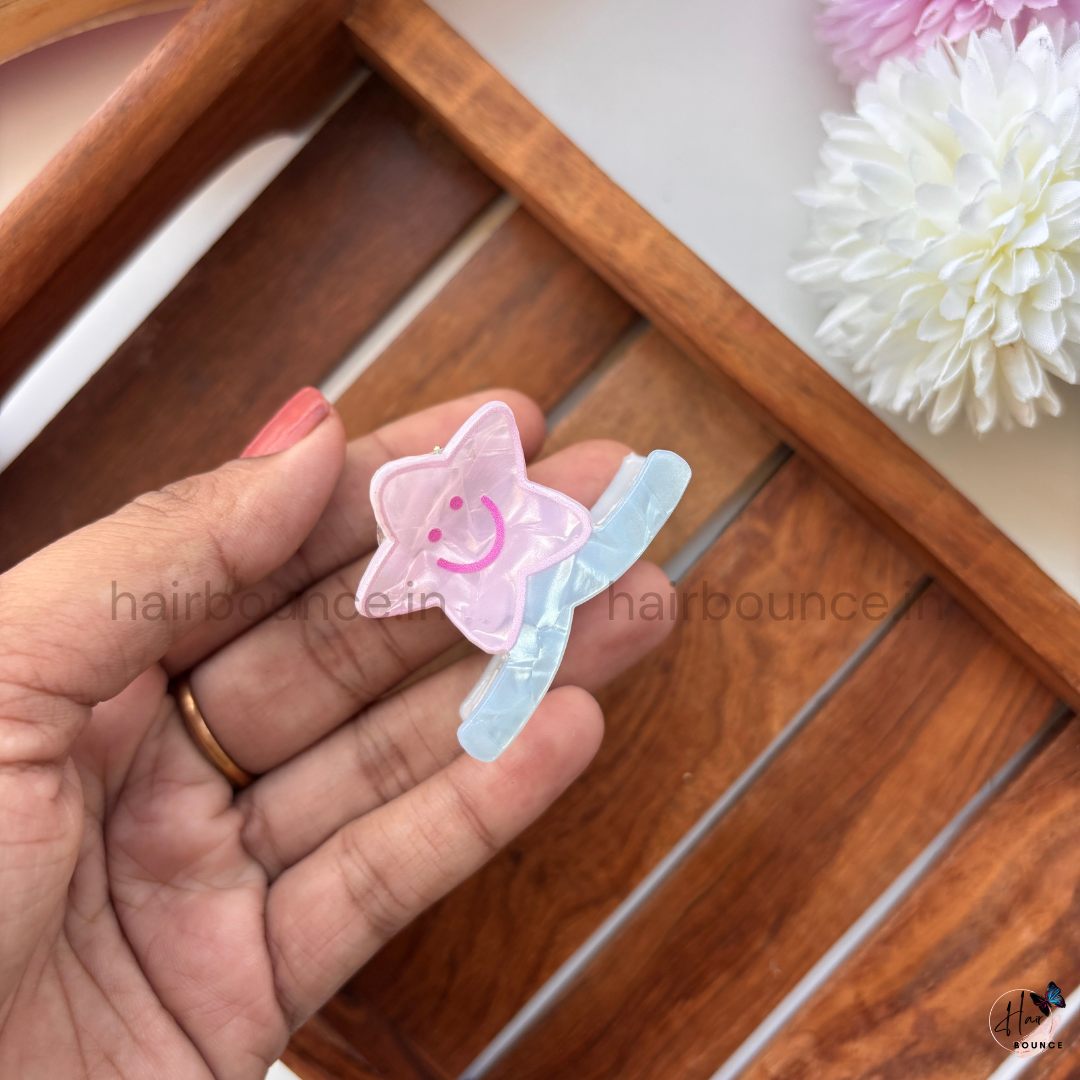 Dreamy Pastel Smiley Cartoon Hair Claw – Small