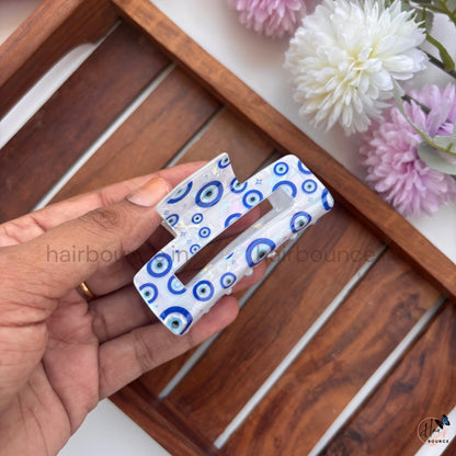 Evil Eye Rectangular Hair Claw - Medium