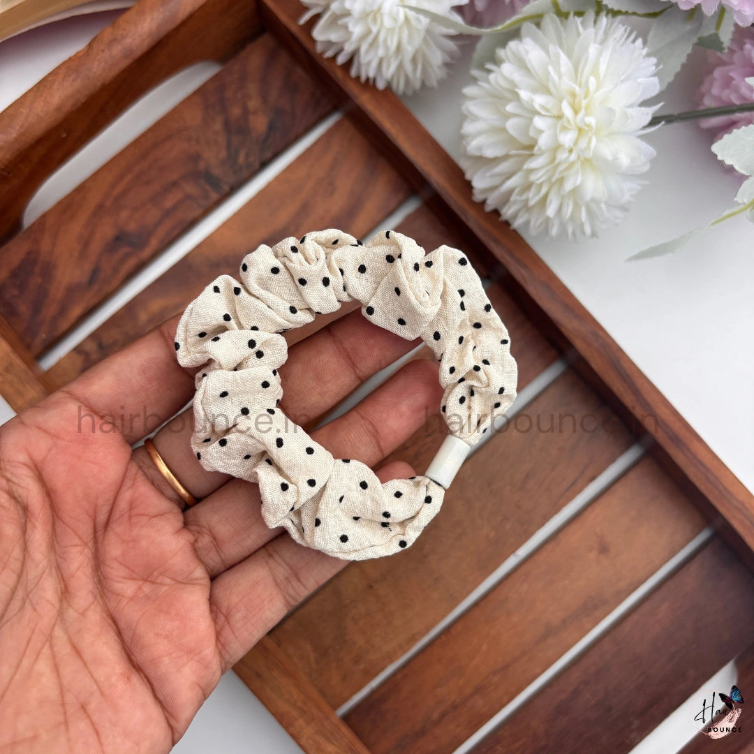 Polka Dot Fabric Hair Scrunchies for Women & Girls