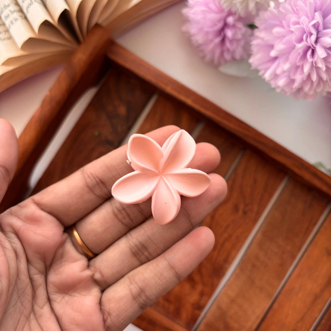 Soft Matte Plumeria Flower Hair Claw – Small