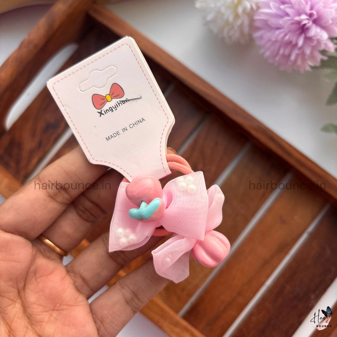 Pastel Bow Rubber Bands with Cute Charms