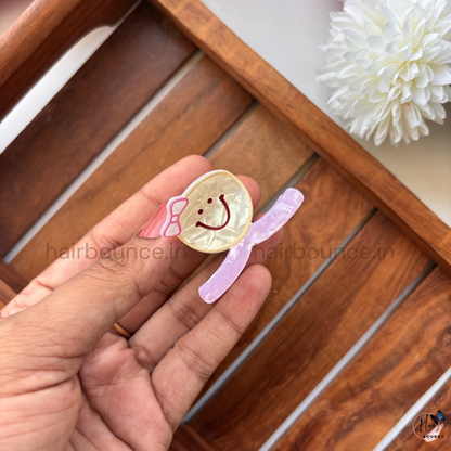 Dreamy Pastel Smiley Cartoon Hair Claw – Small