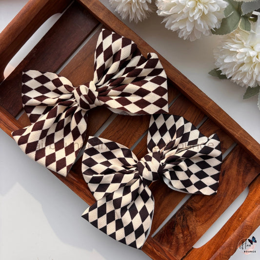 Harlequin Check Bow Hair Clip
