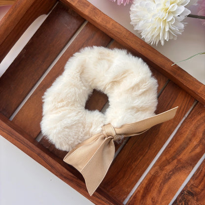 Fluffy Bow Plush Scrunchie