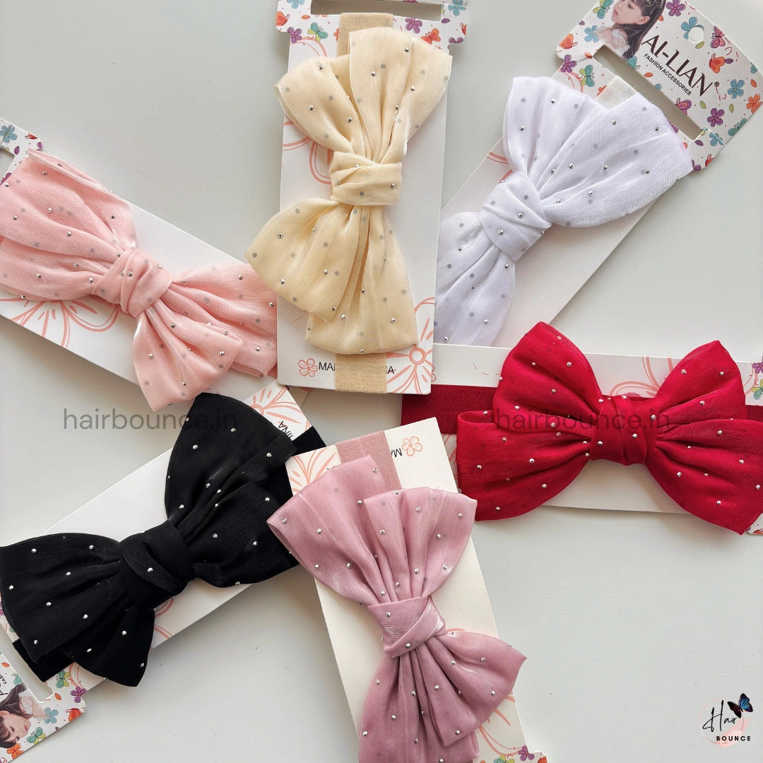 Dotted Blush Bow New Born Baby Headband