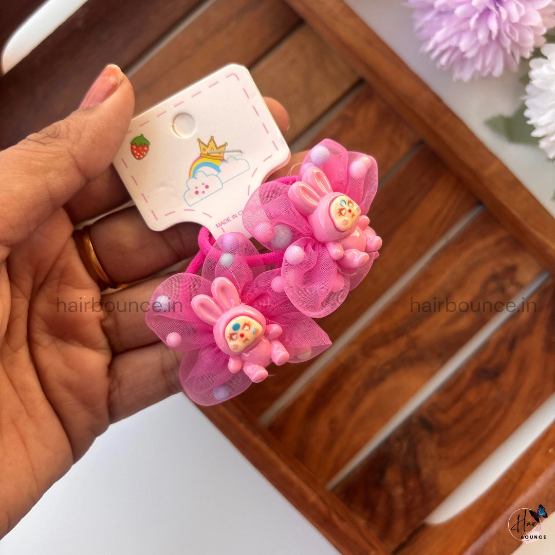 Pom-Pom Teddy Organza Hair Rubber Bands