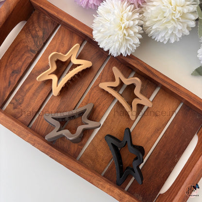 Matte Neutral Star Outline Hair Claw – Medium