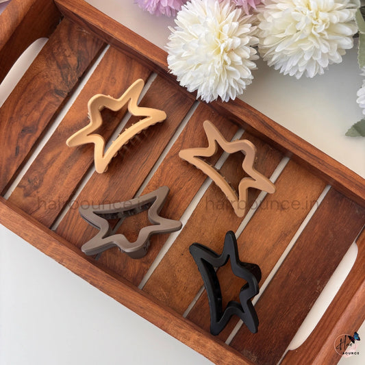 Matte Neutral Star Outline Hair Claw – Medium