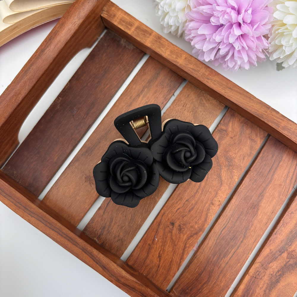 Dual Colour Twin Rose Hair Claw - Large