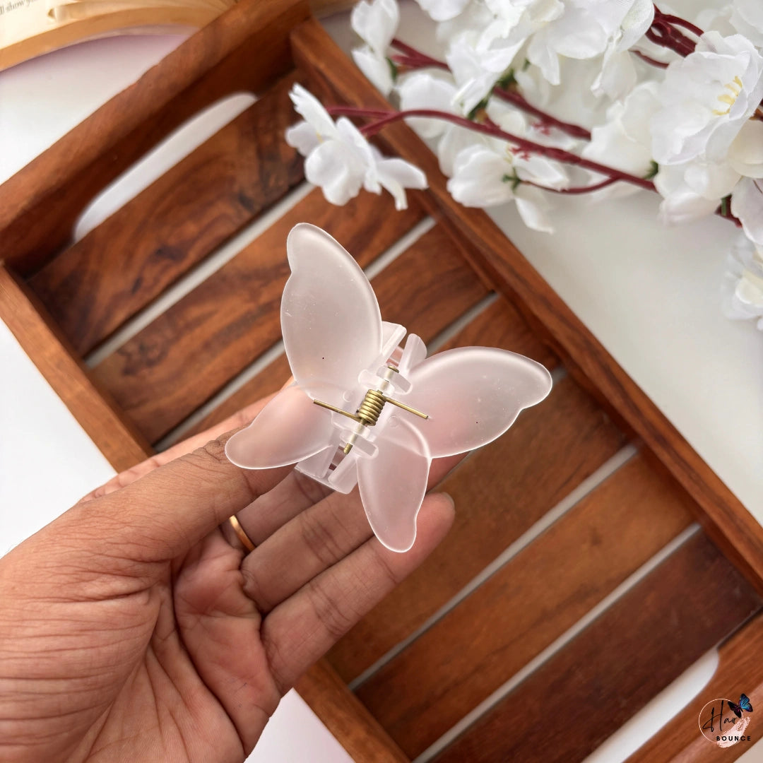 Frosted Butterfly Hair Claw – Medium